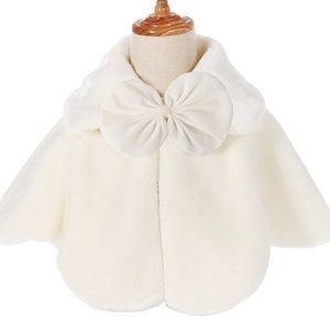 White Faux Fur Flower Girl Shrug Princess Cape